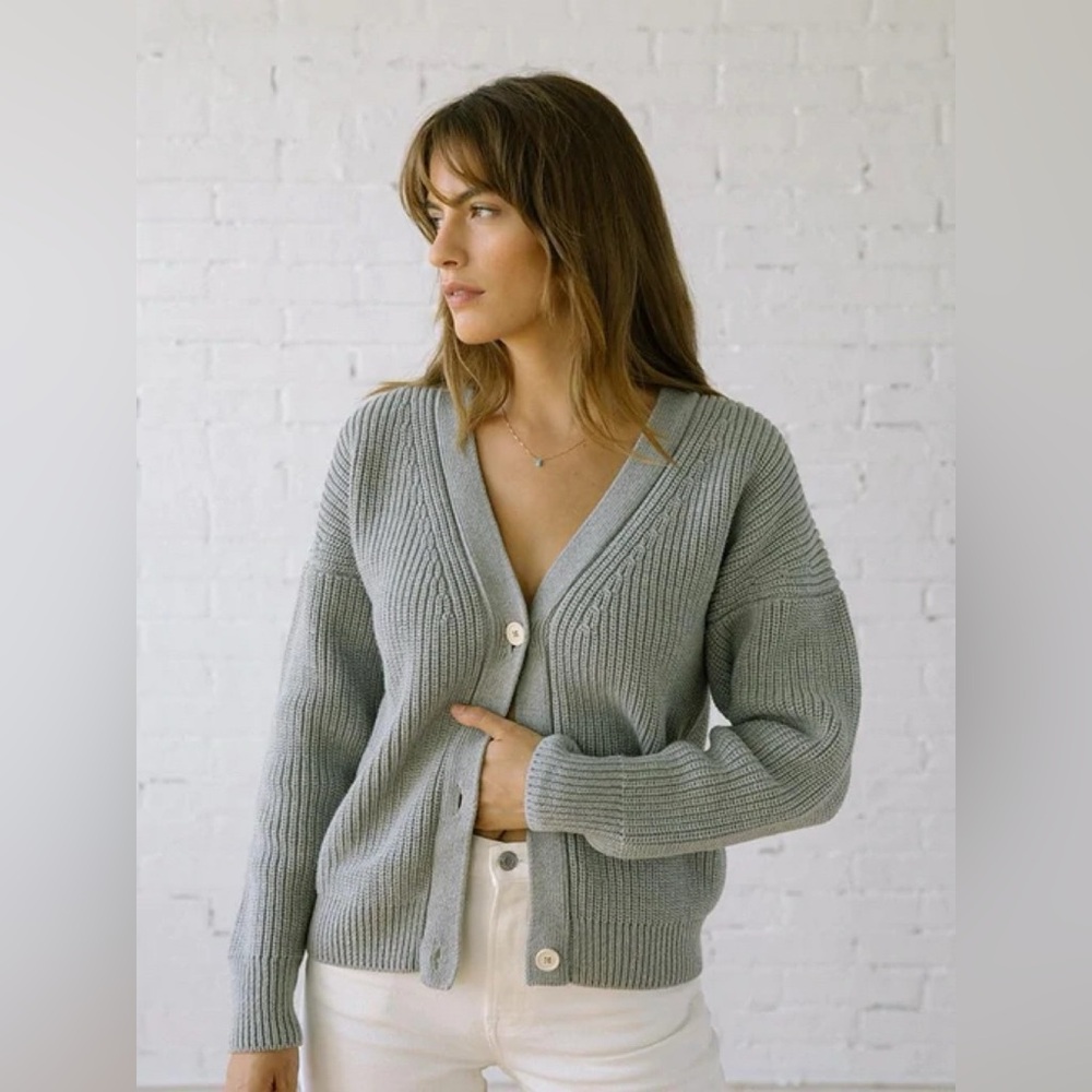 Tradlands Shelter Cotton Cardigan in Dark Olive Green, size XS LIKE NEW - Picture 7 of 10
